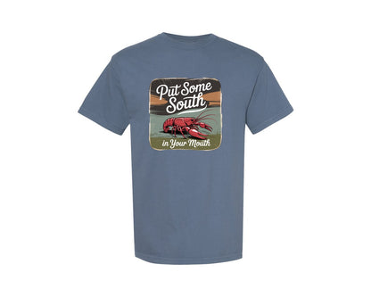 brand:Comfort Colors|color:Blue Jean|Crawfish Quote Southern Retro Art Graphic T-Shirt