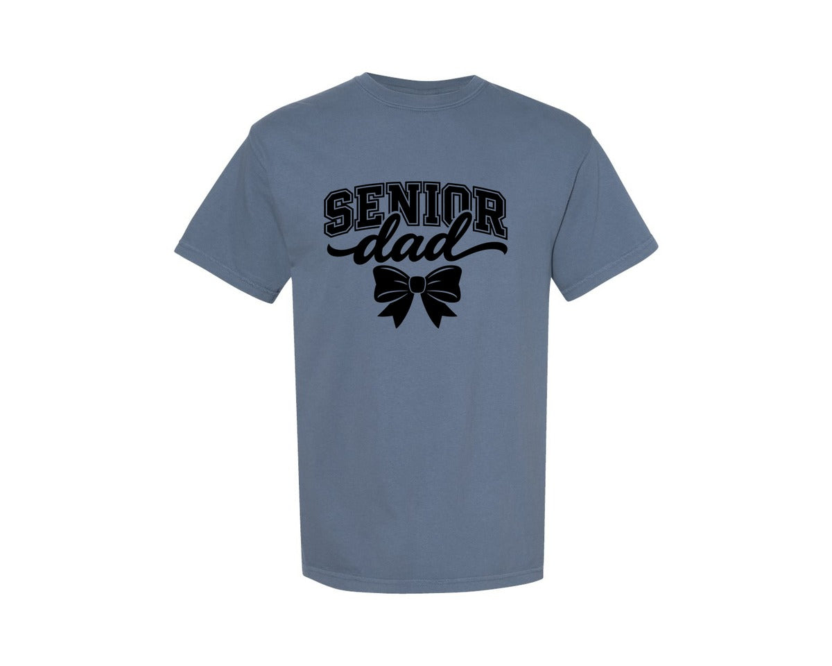 brand:Comfort Colors|color:Blue Jean|Senior Dad Bow Cheer Graphic Graphic T-Shirt