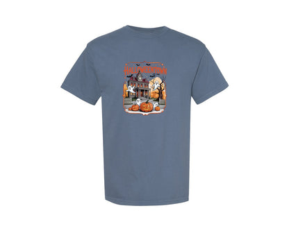 brand:Comfort Colors|color:Blue Jean|Halloweentown Haunted House Graphic T-Shirt