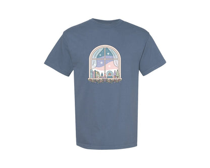 brand:Comfort Colors|color:Blue Jean|Christmas Window Book Lovers Graphic T-Shirt