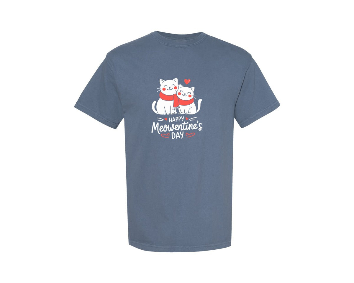 brand:Comfort Colors|color:Blue Jean|Happy Meowentines Day T Shirt Design 2 Graphic T-Shirt