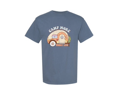 brand:Comfort Colors|color:Blue Jean|Camp More Worry Less Camping R Graphic T-Shirt