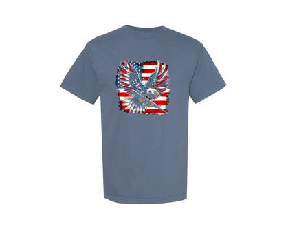 brand:Comfort Colors|color:Blue Jean|Eagle Usa Flag Patriotic 4Th Of July 6 Graphic T-Shirt