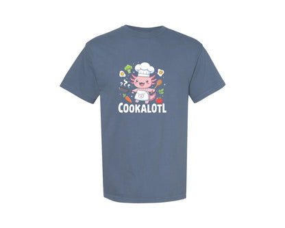 brand:Comfort Colors|color:Blue Jean|Cute Chef Axolotl Cooking T Shirt Design Graphic T-Shirt