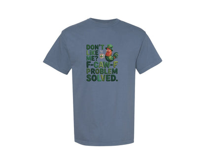 brand:Comfort Colors|color:Blue Jean|F Caw F St Patricks Day Funny Rooster 3 Graphic T-Shirt