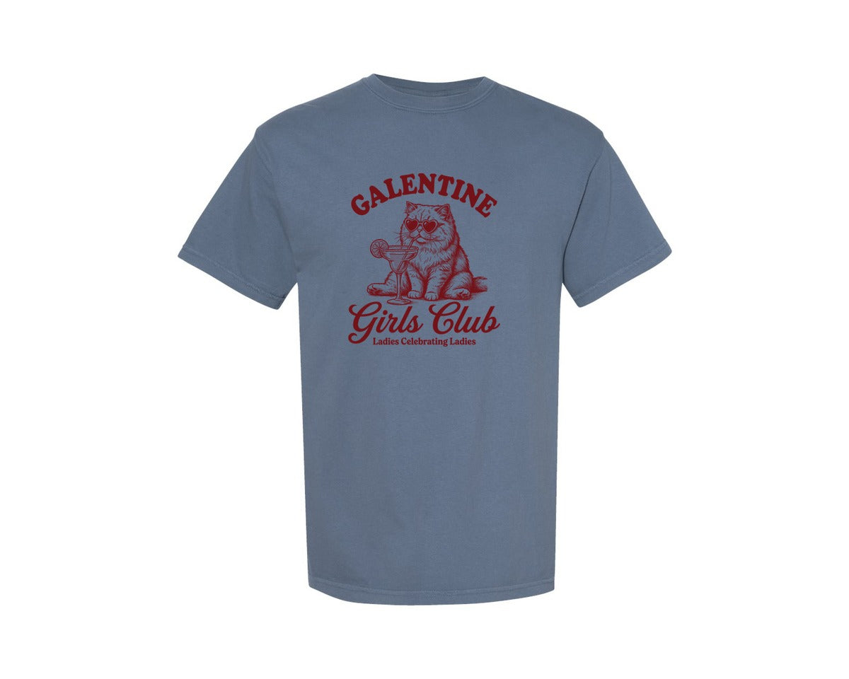 brand:Comfort Colors|color:Blue Jean|Valentine Galentine Girl Club Graphic T-Shirt