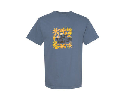 brand:Comfort Colors|color:Blue Jean|Boho Summer Lemon Easy Peasy Lemon Graphic T-Shirt