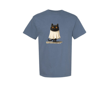 brand:Comfort Colors|color:Blue Jean|Halloween Ghost And Cat 19 Graphic T-Shirt