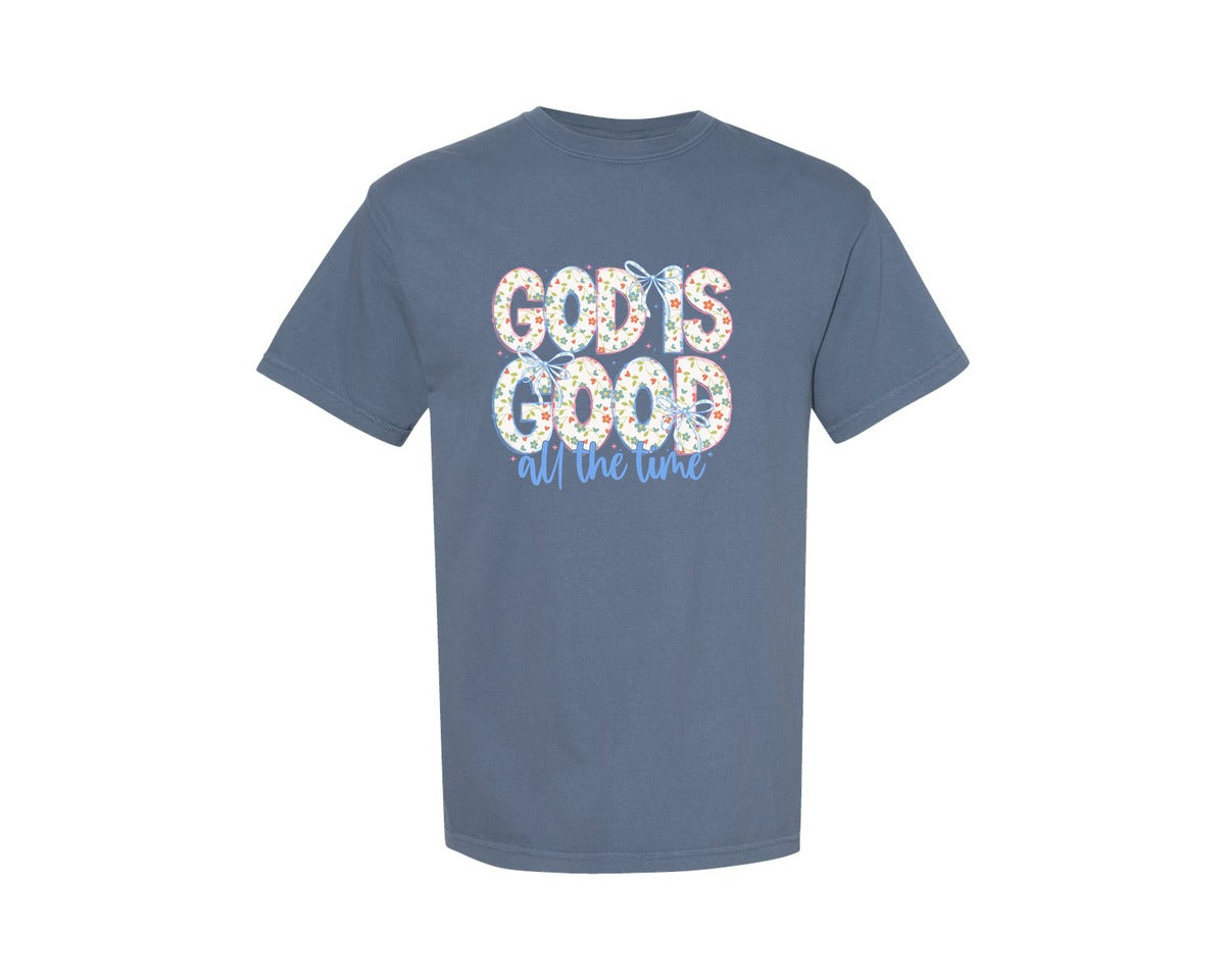 brand:Comfort Colors|color:Blue Jean|God Is Good Spirit Religious G Graphic T-Shirt