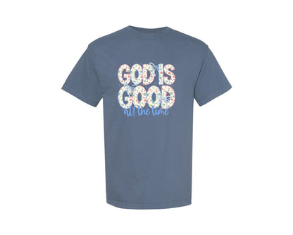 brand:Comfort Colors|color:Blue Jean|God Is Good Spirit Religious G Graphic T-Shirt