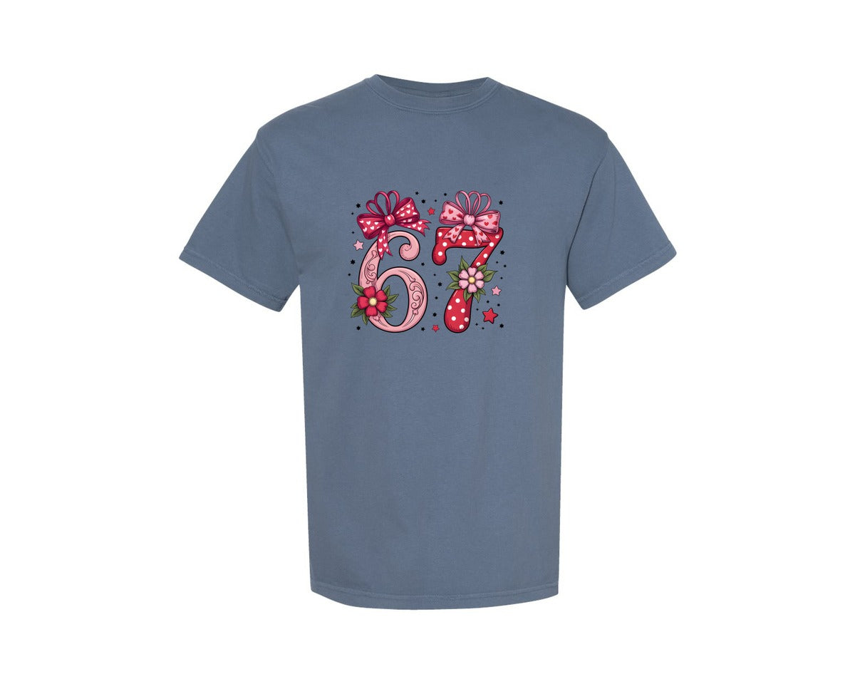 brand:Comfort Colors|color:Blue Jean|Coquette Valentine 67 Six Seven 39 Graphic T-Shirt