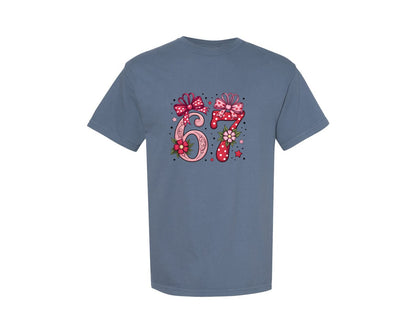 brand:Comfort Colors|color:Blue Jean|Coquette Valentine 67 Six Seven 39 Graphic T-Shirt