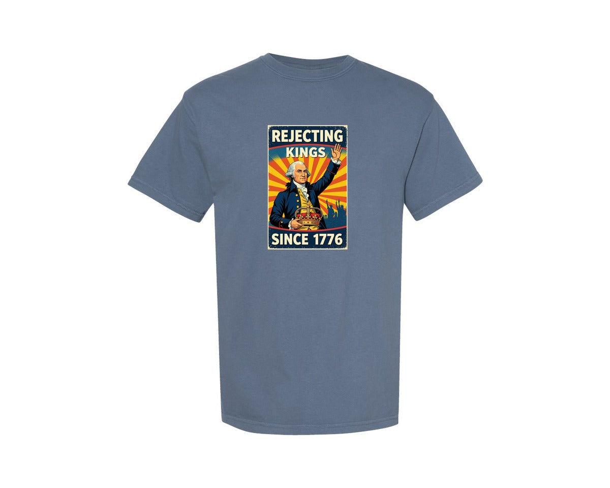 brand:Comfort Colors|color:Blue Jean|No King George Washington Rejecting Graphic T-Shirt