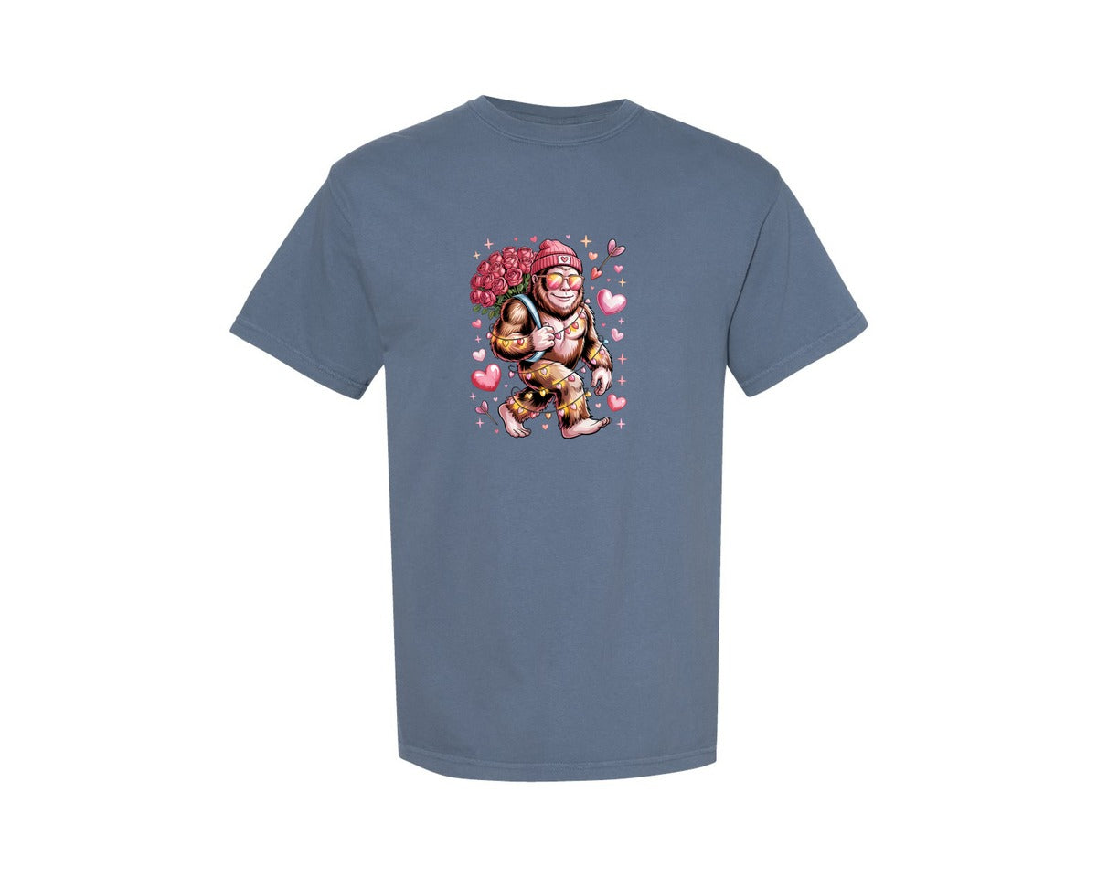 brand:Comfort Colors|color:Blue Jean|3 Valentine Bigfoot Graphic T-Shirt