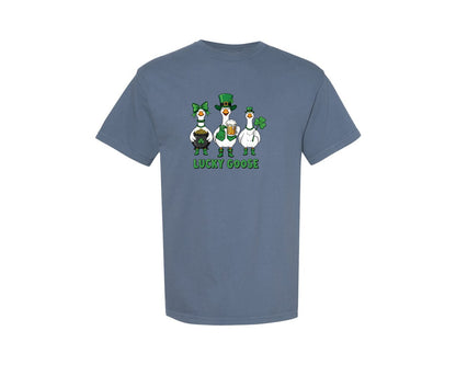brand:Comfort Colors|color:Blue Jean|Lucky Goose St Patrick Day Design Graphic T-Shirt