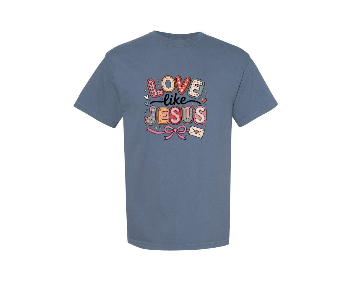 brand:Comfort Colors|color:Blue Jean|Jesus Valentine Christian Valentine 3 Graphic T-Shirt