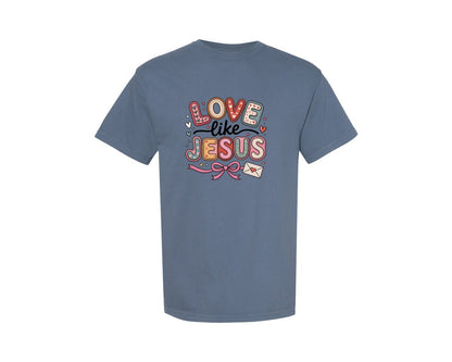 brand:Comfort Colors|color:Blue Jean|Jesus Valentine Christian Valentine 3 Graphic T-Shirt