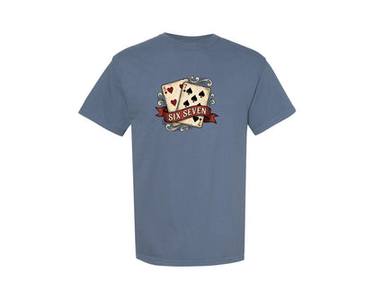 brand:Comfort Colors|color:Blue Jean|Valentine Six Seven 6 7 Viral Meme Card Graphic T-Shirt