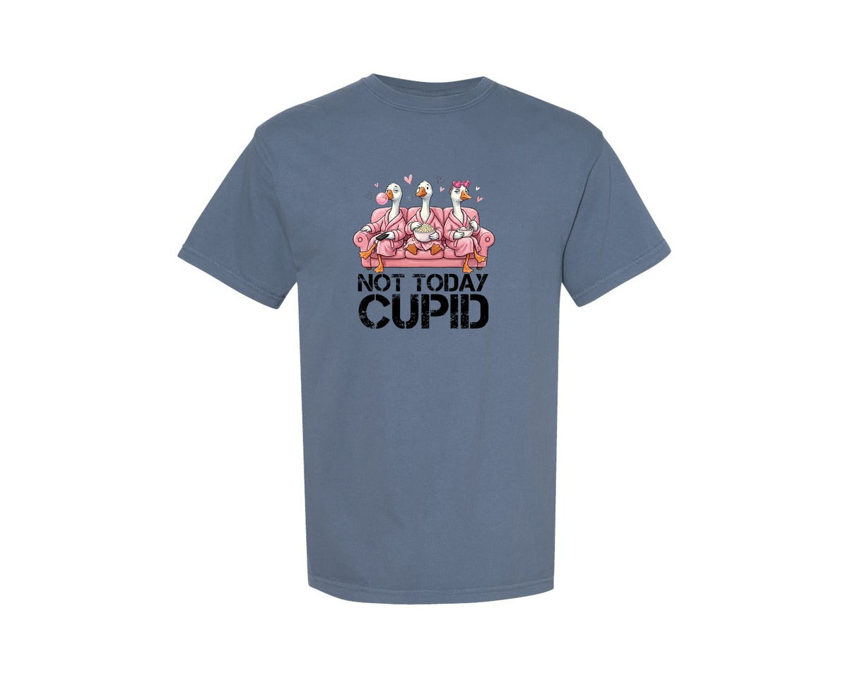 brand:Comfort Colors|color:Blue Jean|Not Today Cupid Goose Valentine Graphic T-Shirt