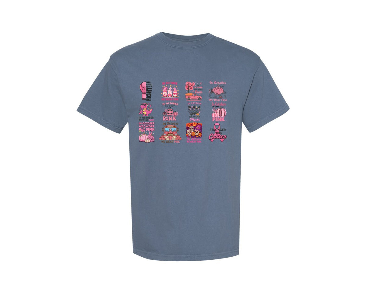 brand:Comfort Colors|color:Blue Jean|Breast Cancer Halloween Graphic T-Shirt