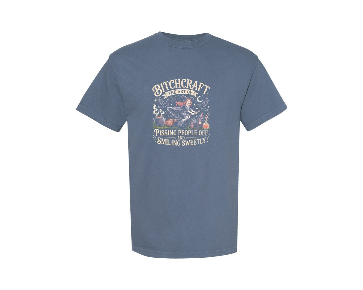 brand:Comfort Colors|color:Blue Jean|Bitchcraft Funny Sarcastic Halloween Graphic T-Shirt