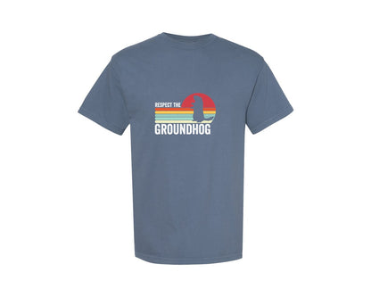brand:Comfort Colors|color:Blue Jean|Respect The Groundhog Vintage Design Graphic T-Shirt