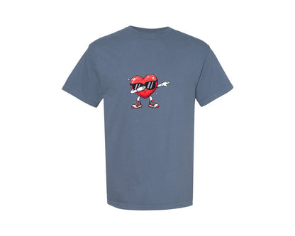 brand:Comfort Colors|color:Blue Jean|Cool Heart Character With Sunglasses Graphic T-Shirt
