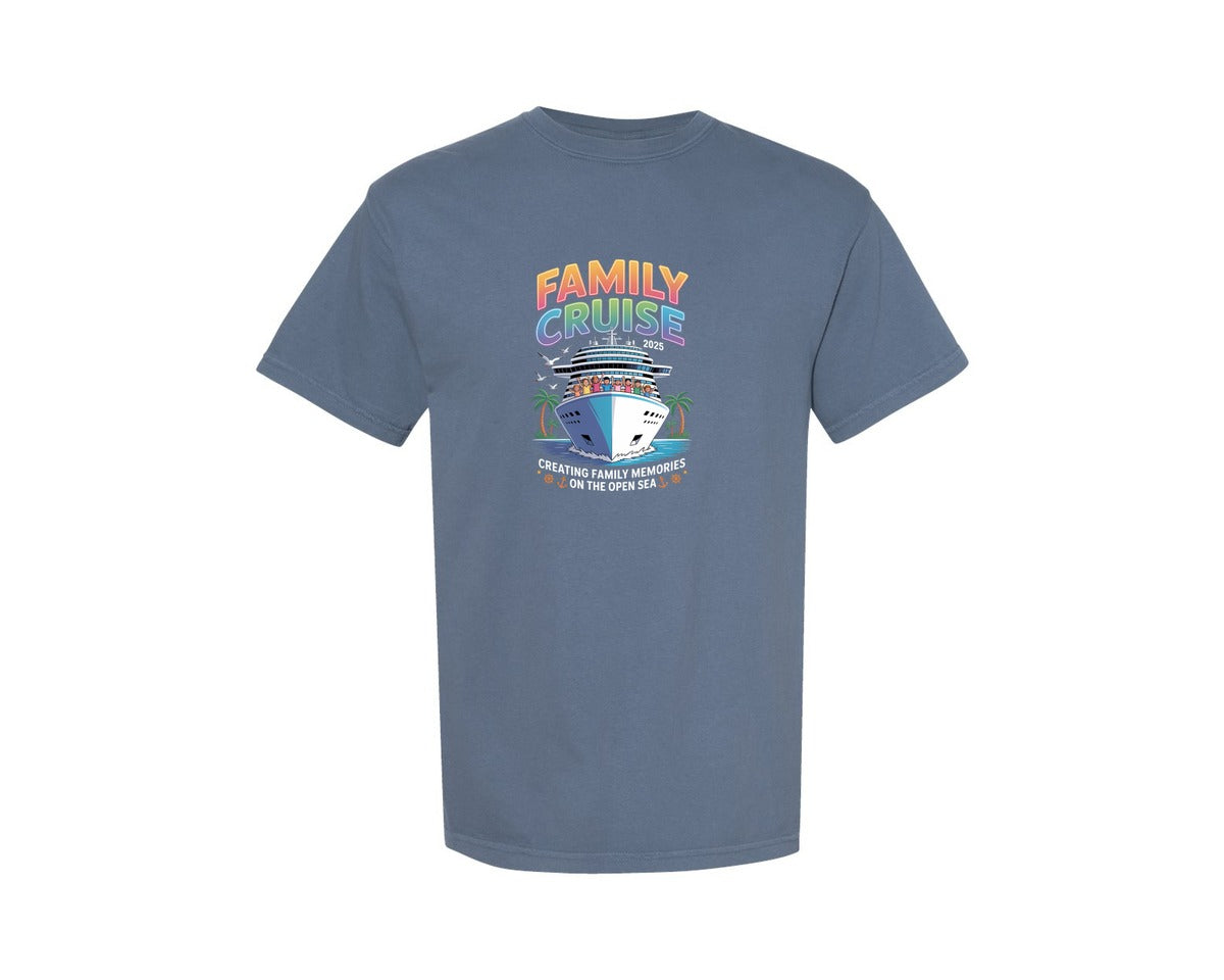 brand:Comfort Colors|color:Blue Jean|Family Cruise 2025 Cruise Shirt Graphic T-Shirt