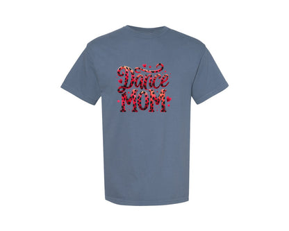 brand:Comfort Colors|color:Blue Jean|Red Leopard Dance Mom Graphic T-Shirt