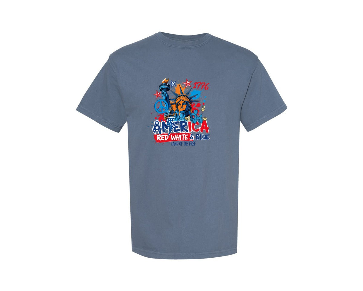 brand:Comfort Colors|color:Blue Jean|Statue Of Liberty Usa Graphic T-Shirt