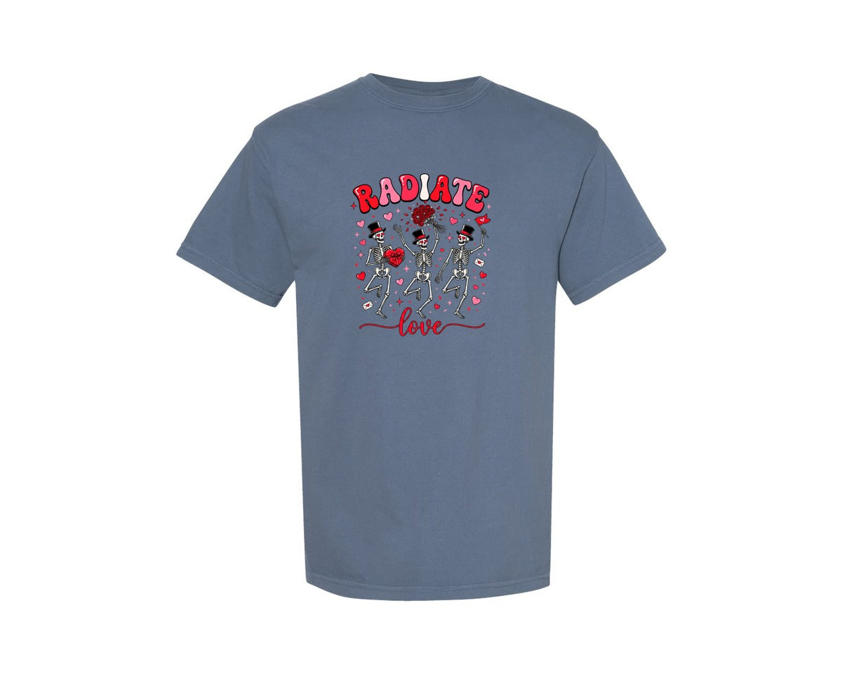 brand:Comfort Colors|color:Blue Jean|Valentine Dancing Skeletons Graphic T-Shirt