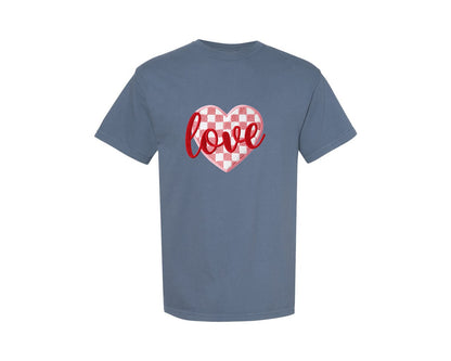 brand:Comfort Colors|color:Blue Jean|Faux Yarn Valentine Love 9 Graphic T-Shirt