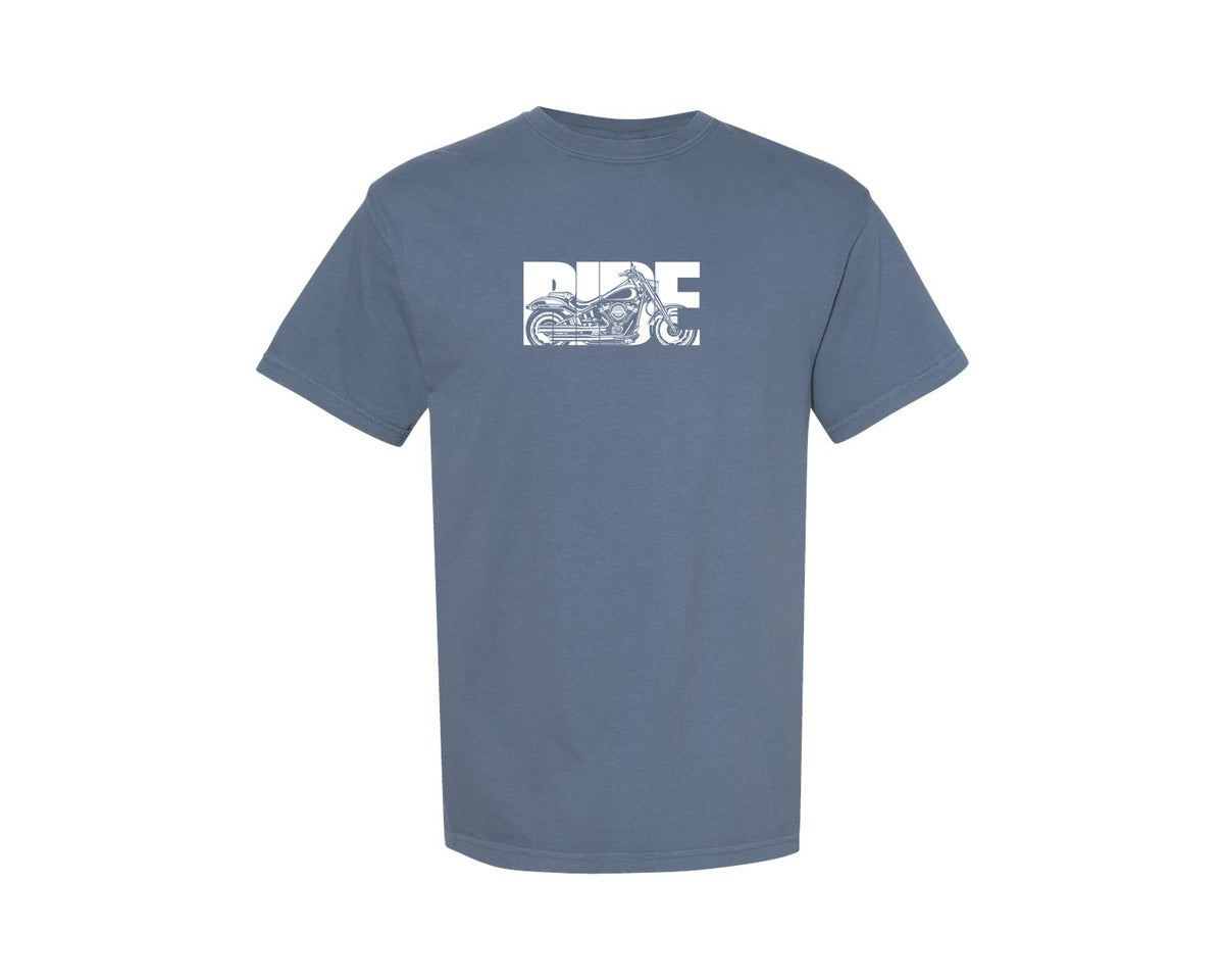 brand:Comfort Colors|color:Blue Jean|Bike Ride Motorcycle Bike T Shirt Graphic T-Shirt