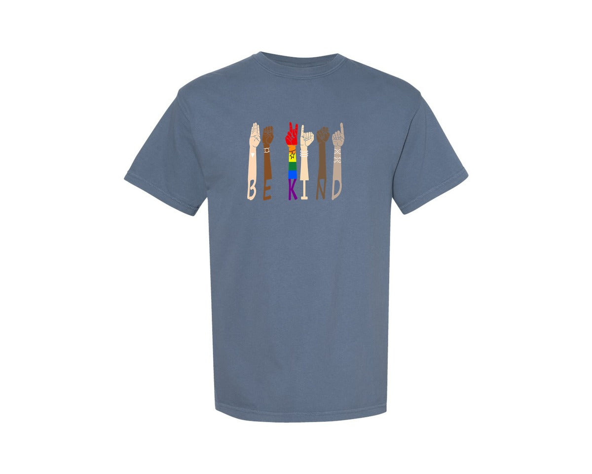 brand:Comfort Colors|color:Blue Jean|Be Kind Asl T Shirt Design 7 Graphic T-Shirt