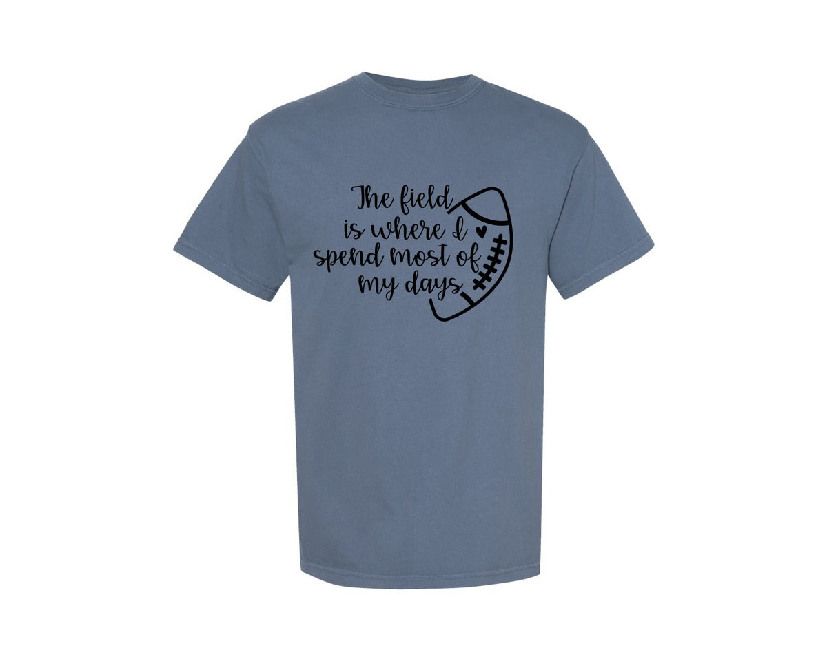 brand:Comfort Colors|color:Blue Jean|Football Mom 103 Graphic T-Shirt