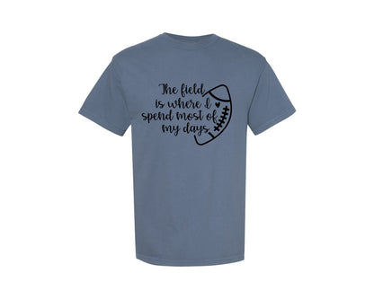 brand:Comfort Colors|color:Blue Jean|Football Mom 103 Graphic T-Shirt