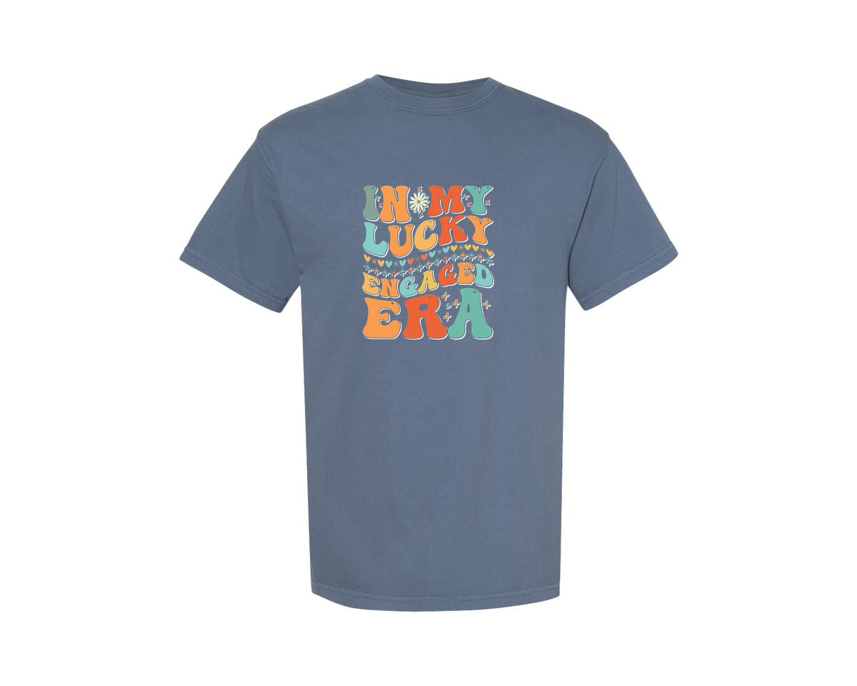brand:Comfort Colors|color:Blue Jean|In My Lucky Engaged Era 2 Graphic T-Shirt