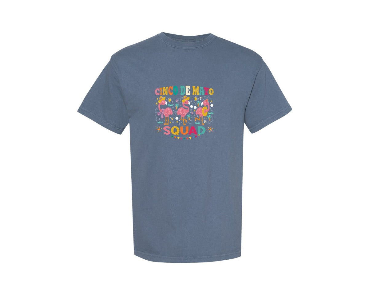 brand:Comfort Colors|color:Blue Jean|Cinco De Mayo Flamingo Tshirt Design Graphic T-Shirt
