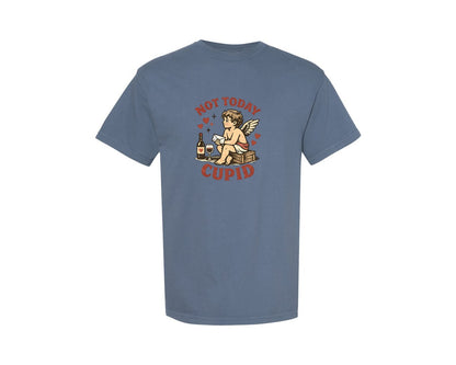 brand:Comfort Colors|color:Blue Jean|Not Today Cupid Sassy Valentine Graphic T-Shirt