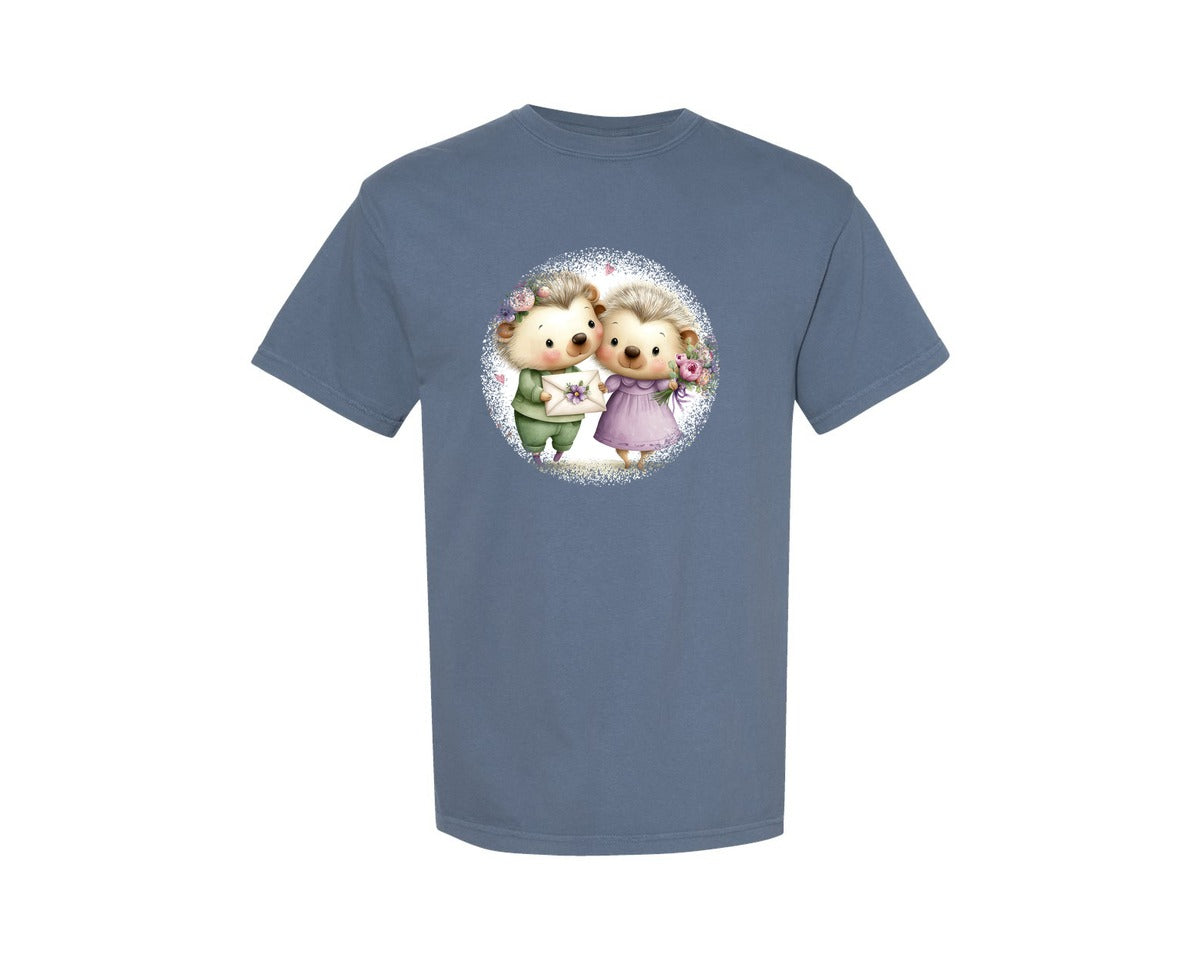 brand:Comfort Colors|color:Blue Jean|Couple Animals Round Tshirt 25 Graphic T-Shirt