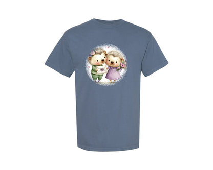 brand:Comfort Colors|color:Blue Jean|Couple Animals Round Tshirt 25 Graphic T-Shirt