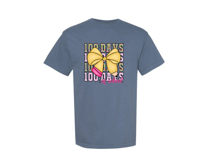 brand:Comfort Colors|color:Blue Jean|Happy 100 Days Of School Coquette B Graphic T-Shirt