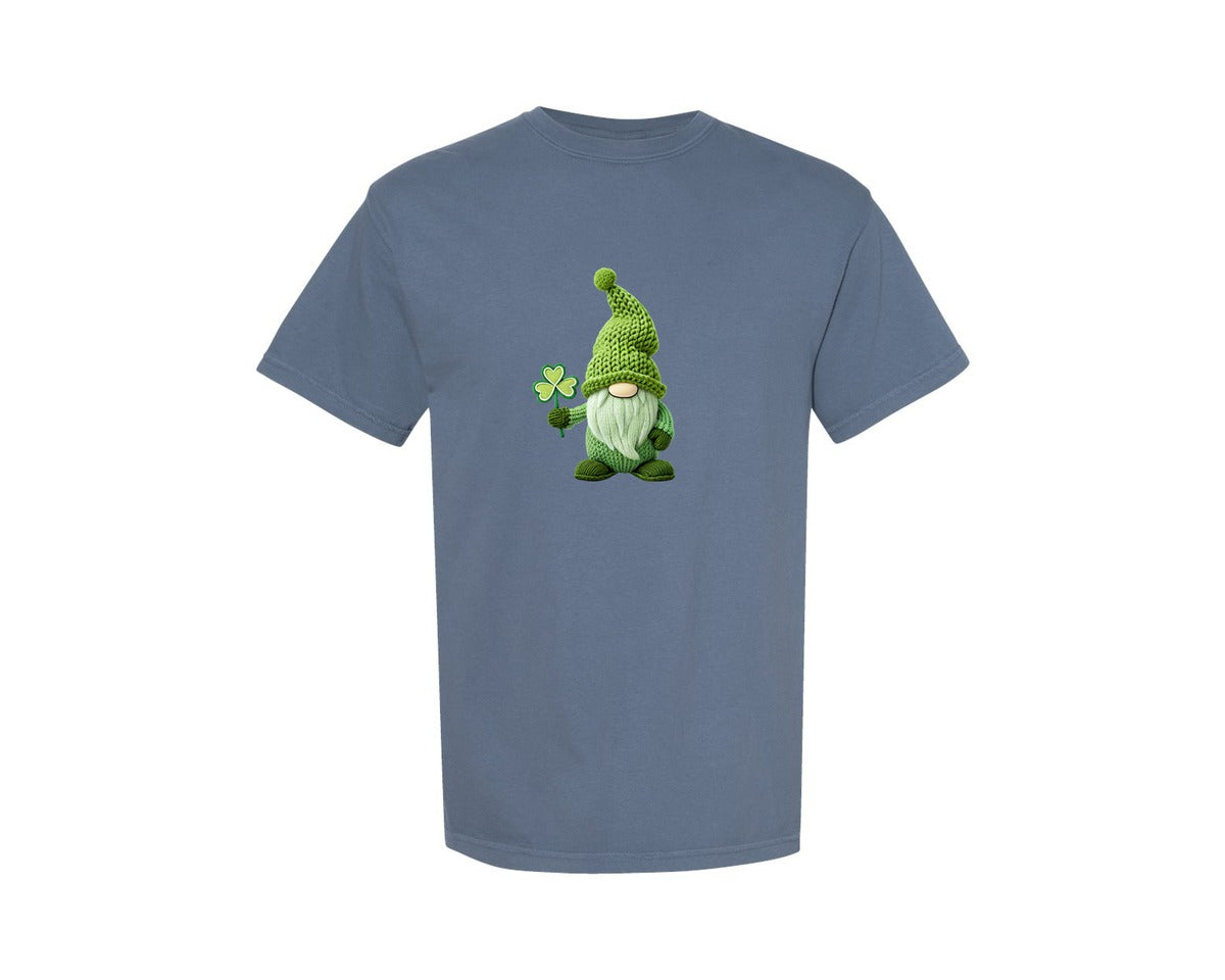 brand:Comfort Colors|color:Blue Jean|Crochet Gnome St Patricks Day Graphic T-Shirt