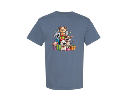 brand:Comfort Colors|color:Blue Jean|Christmas Dogs Pet Lovers 2 Graphic T-Shirt