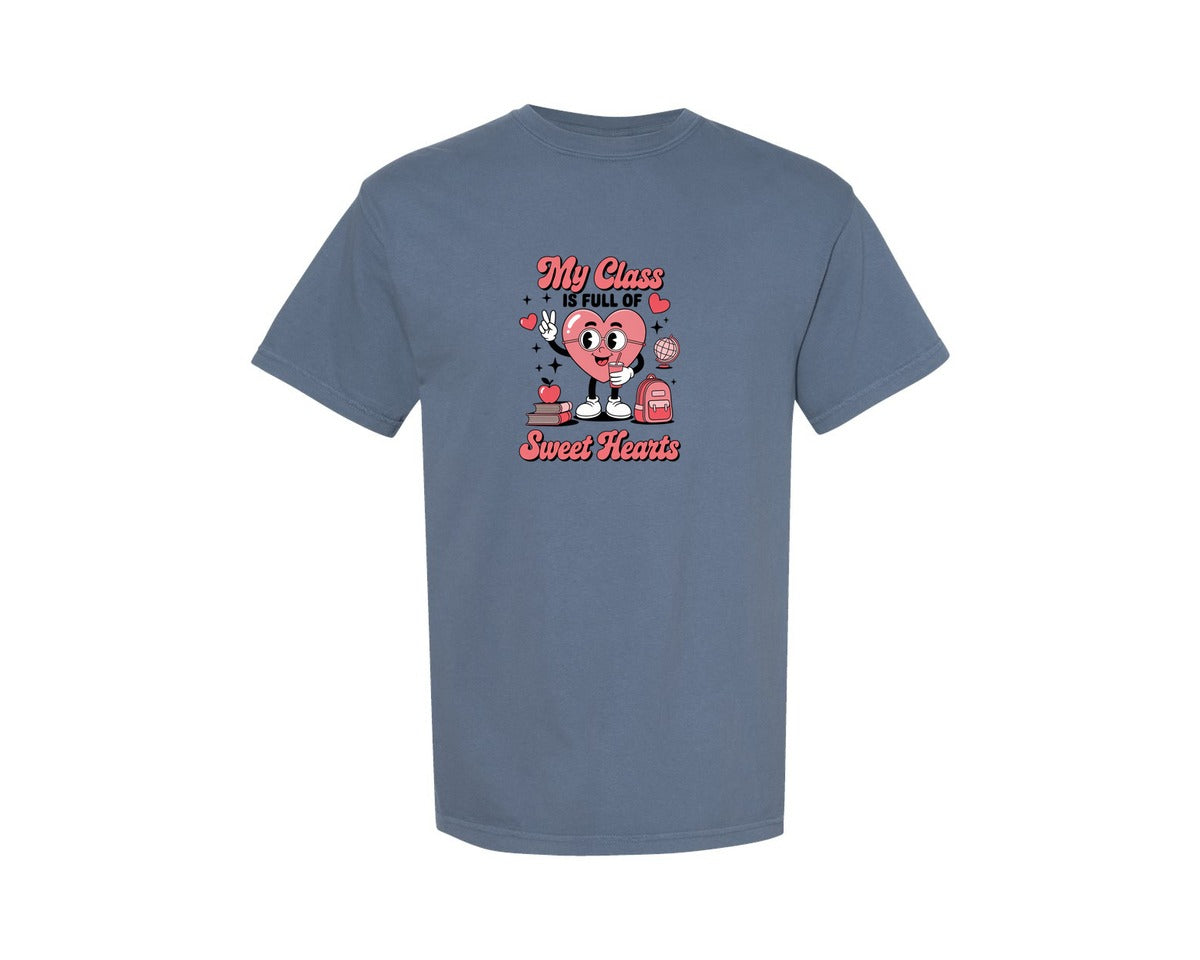 brand:Comfort Colors|color:Blue Jean|Class Full Of Sweet Hearts Design Graphic T-Shirt