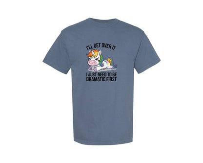 brand:Comfort Colors|color:Blue Jean|Cute Grumpy Dramatic Unicorn Graphic T-Shirt