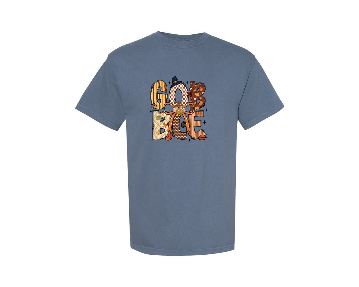 brand:Comfort Colors|color:Blue Jean|Gobble Thanksgiving Turkey Graphic T-Shirt