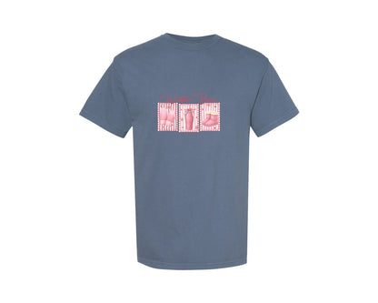brand:Comfort Colors|color:Blue Jean|Winter Basic Pink Cozy Mittens Boot Graphic T-Shirt