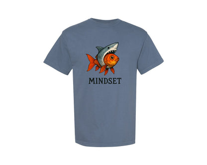 brand:Comfort Colors|color:Blue Jean|Mindset Goldfish Shark Funny Graphic T-Shirt