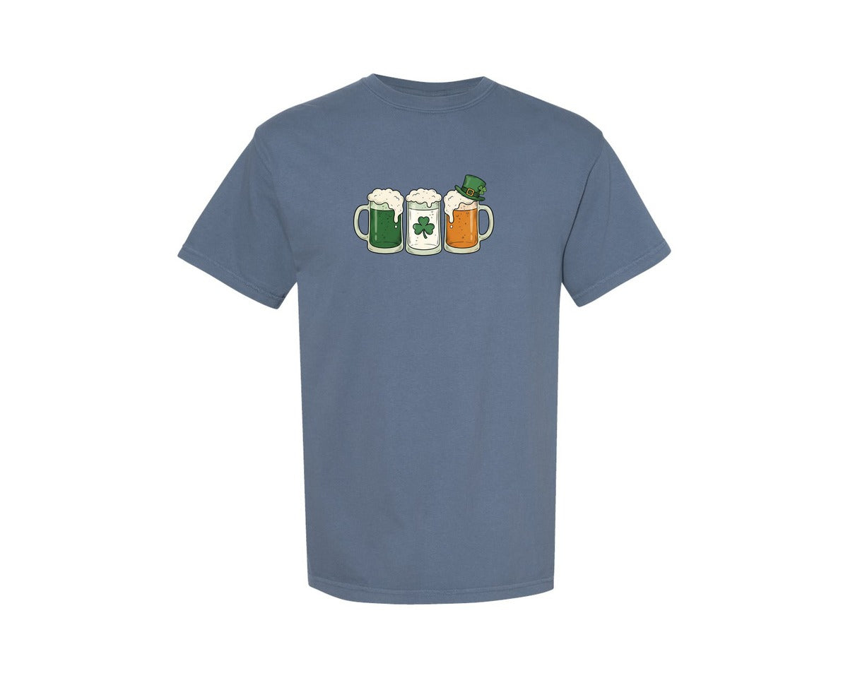 brand:Comfort Colors|color:Blue Jean|St Patricks Day Irish Beer Mugs Graphic T-Shirt